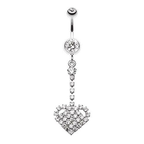 Journey Heart Sparkle Belly Button Ring Navel Ring Impulse Piercings Clear