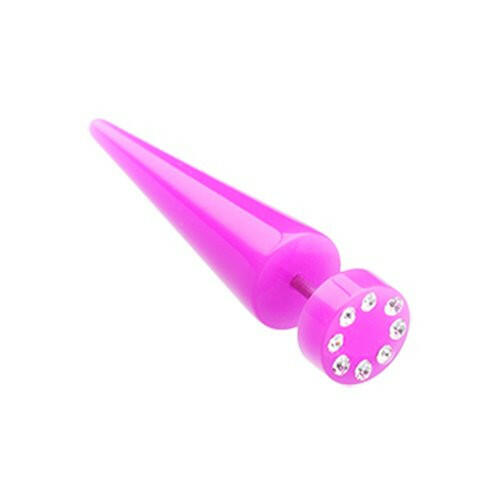 Multi Gem Solid Acrylic Fake Taper Fake Plug Earrings Impulse Piercings 18 gauge(1mm) Purple