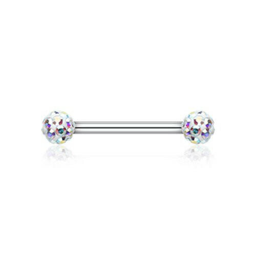 Multi-Gem Sprinkle Dot Nipple Barbell Ring Nipple Ring Impulse Piercings 14 GA (1.6mm) Aurora Borealis