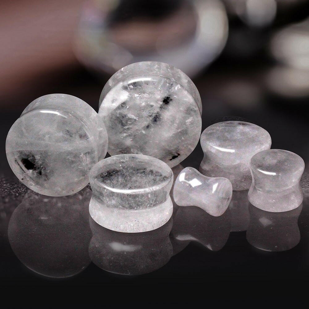 Natural Clear Quartz Saddle Plug Plug Earrings Impulse Piercings