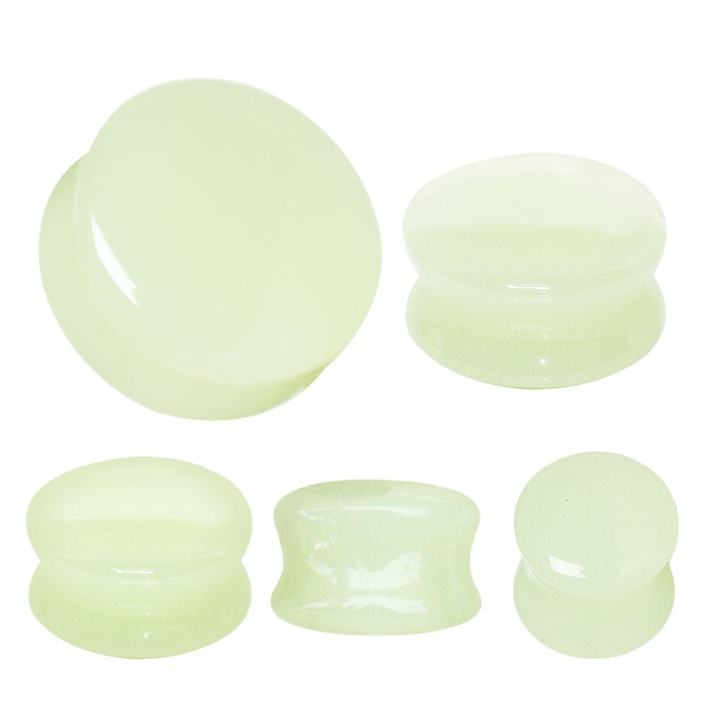 Natural Glow in the Dark Moonstone Saddle Plug — Sold as Pair