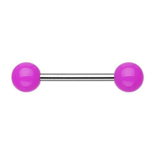 Neon Acrylic Basic Nipple Barbell Nipple Ring Impulse Piercings 14 GA (1.6mm) Purple