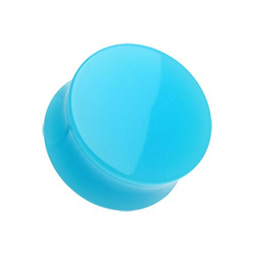 Neon Colored Acrylic Double Flared Ear Gauge Plug Earrings Plug Earrings Impulse Piercings 10 GA (2.4mm) Light Blue