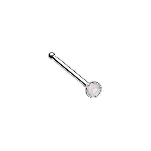 Opalite Press Fit Gem Top Steel Nose Stud Ring Nose Ring Impulse Piercings 20 GA (0.8mm) White