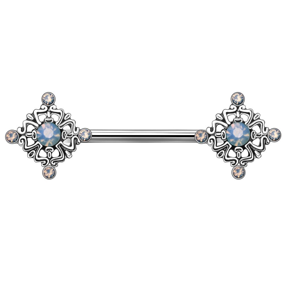 Stainless Steel Ornate Nipple Bar - Skin Metals