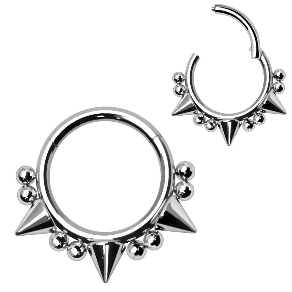 Ornate Spike Hinged Clicker Ring