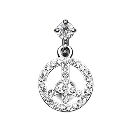Peace Bedazzled Reverse Belly Button Ring Navel Ring Impulse Piercings