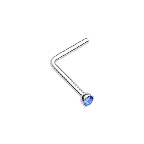 Press Fit Gem Top L-Shaped Nose Ring Nose Ring Impulse Piercings 20 GA (0.8mm) 5/64" (1.8mm) Blue