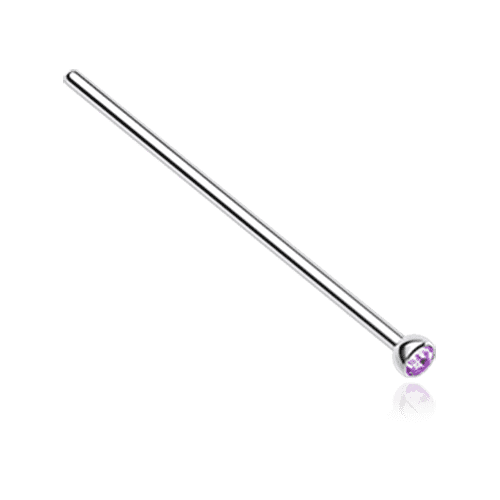 Press Fit Gem Top Steel Fishtail Nose Stud Ring Nose Ring Impulse Piercings 23/32" (18mm) 5/64" (1.8mm) Light Purple