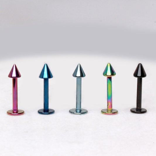 PVD Plated 316L Stainless Steel Labret with Spike - Skin Metals