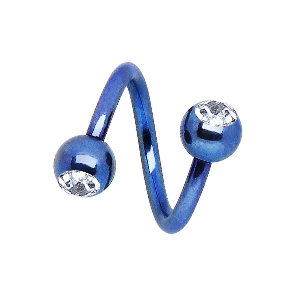 PVD Plated 316L Surgical Steel Twist with Gemmed Balls Twist Impulse Piercings