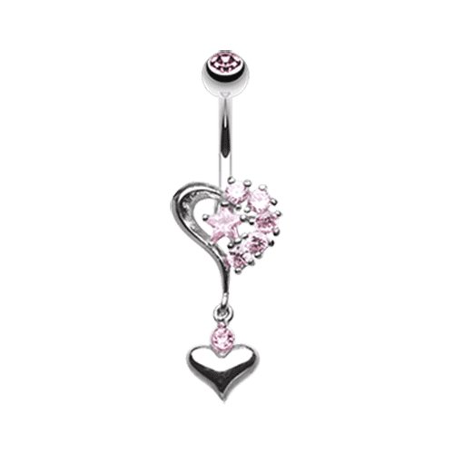 Romantic Double Heart with Star Belly Button Ring Navel Ring Impulse Piercings