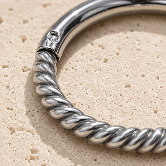 Stainless Steel Rope Design Seamless Clicker Ring - Skin Metals