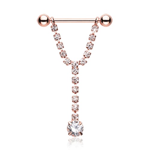 Rose Gold Chandelier Gems Nipple Barbell Ring Nipple Ring Impulse Piercings
