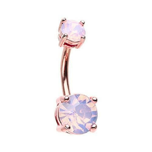 Rose Gold Opalescent Brilliant Sparkle Gem Prong Set Belly Button Ring Navel Ring Impulse Piercings Rose Water Opal
