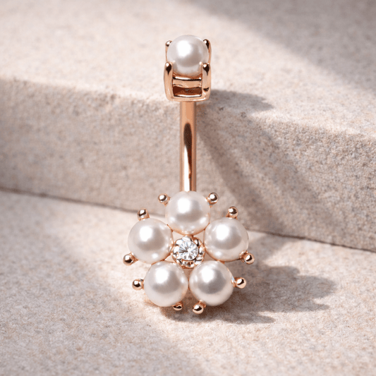 Rose Gold Plated Enchanted Pearl Navel Ring