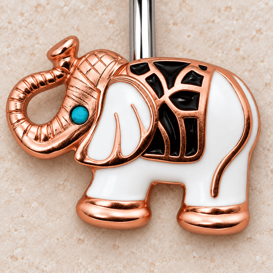 Rose Gold Plated White Elephant Navel Ring - Skin Metals