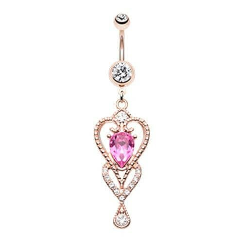 Rose Gold Princess Beloved Heart Belly Button Ring Navel Ring Impulse Piercings