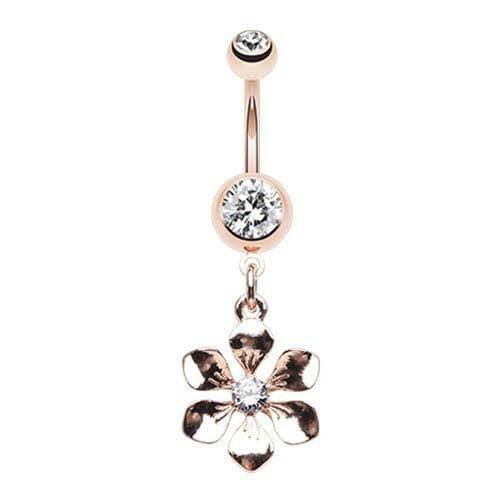 Rose Gold Springtime Flower Belly Button Ring Navel Ring Impulse Piercings