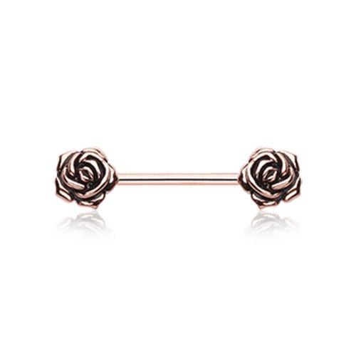 Rose Gold Vintage Rose Flower Nipple Barbell Ring Nipple Ring Impulse Piercings