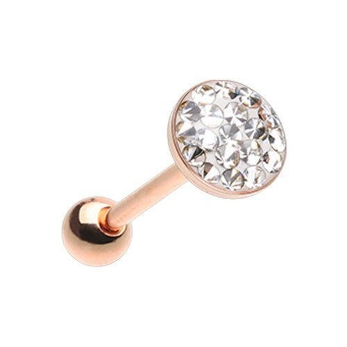 Rose Golden Multi-Sprinkle Dot Multi Gem Barbell Tongue Ring Barbell Impulse Piercings Clear