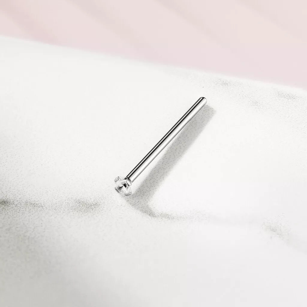 Implant Grade Titanium Prong Set CZ Fishtail Nose Stud Nose Ring Skin Metals