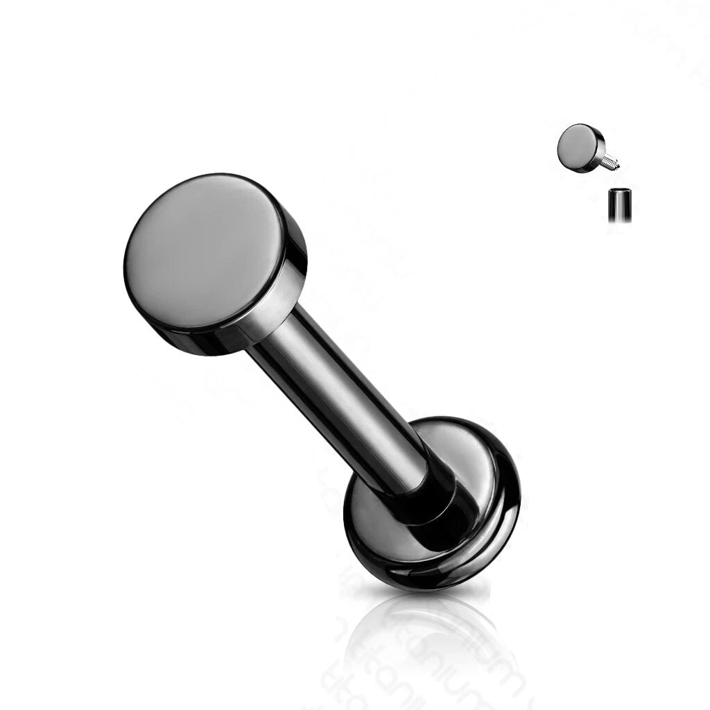 Implant Grade Titanium Internally Threaded Flat Round Top Labret Stud Labret Skin Metals
