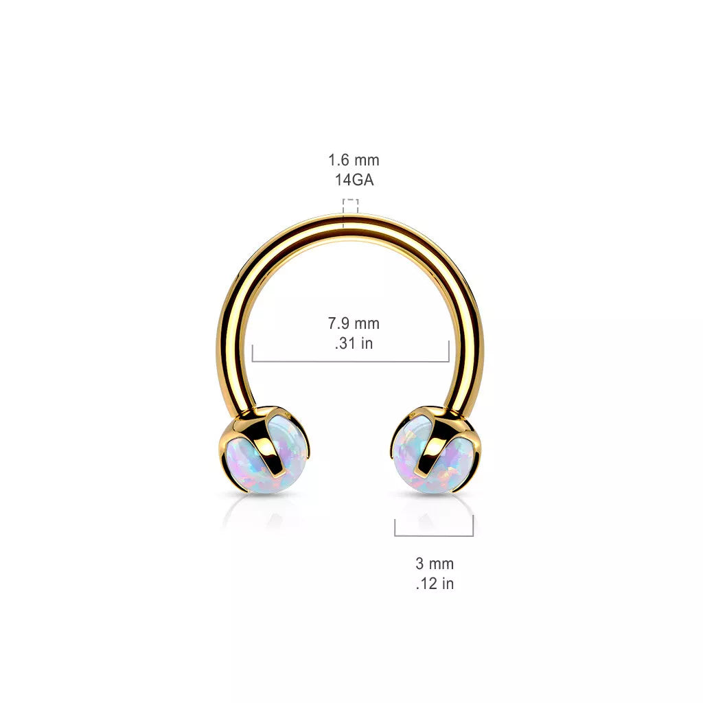 Claw Set Opals on Internally Threaded 316L Surgical Steel Horseshoes for Cartilage, Daith, Eyebrow, Septum and More Horseshoe Skin Metals