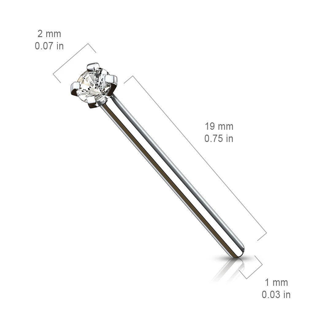 Implant Grade Titanium Prong Set CZ Fishtail Nose Stud Nose Ring Skin Metals