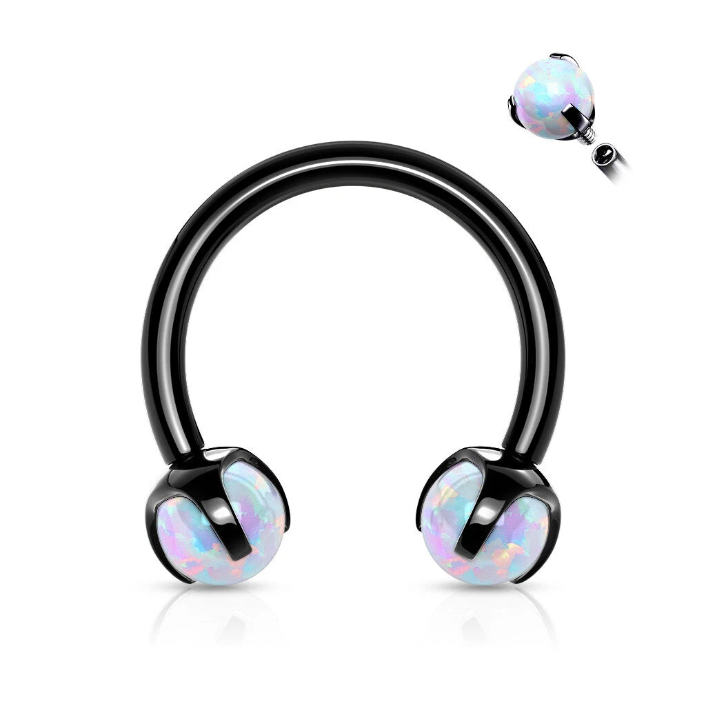 Claw Set Opals on Internally Threaded 316L Surgical Steel Horseshoes for Cartilage, Daith, Eyebrow, Septum and More Horseshoe Skin Metals