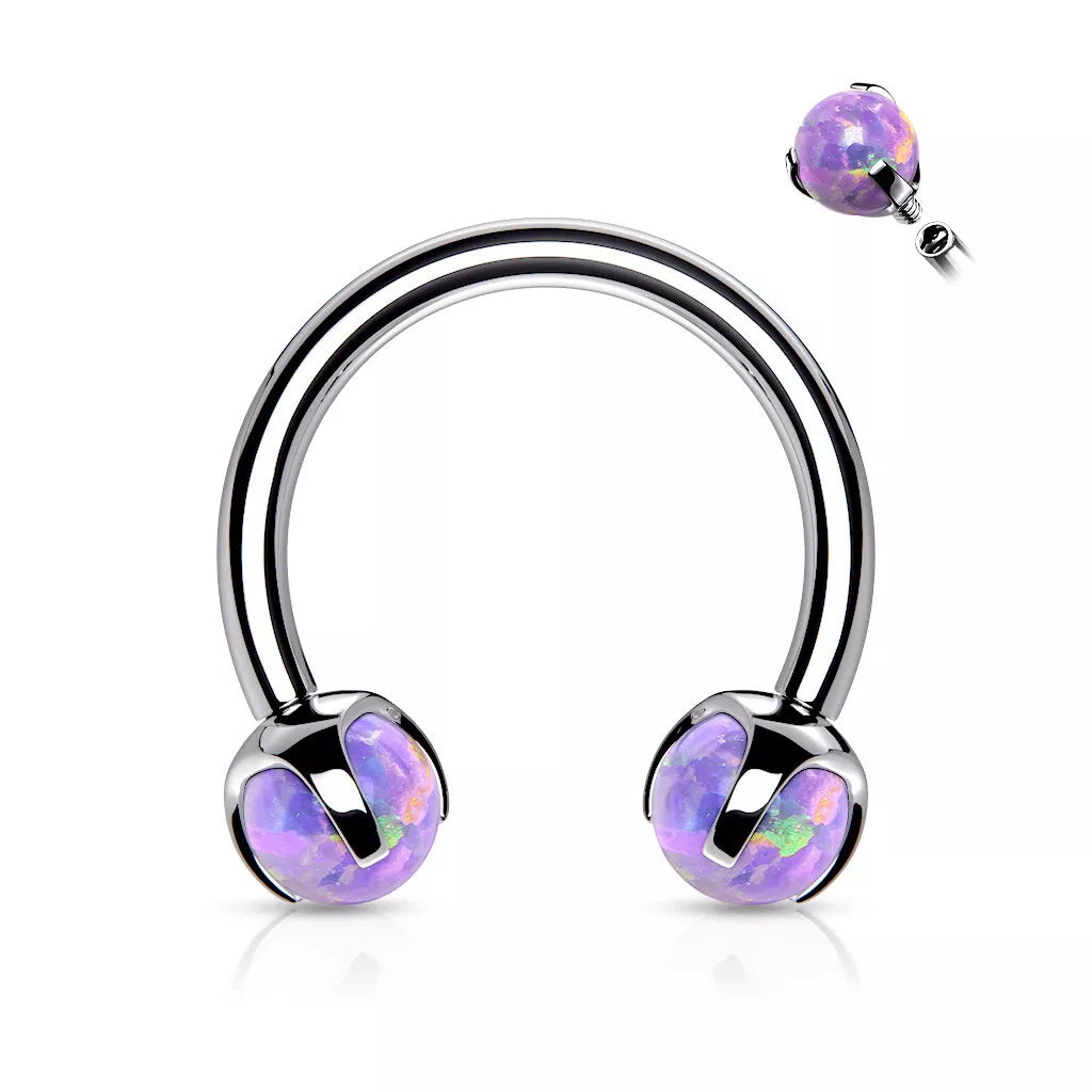 Claw Set Opals on Internally Threaded 316L Surgical Steel Horseshoes for Cartilage, Daith, Eyebrow, Septum and More Horseshoe Skin Metals