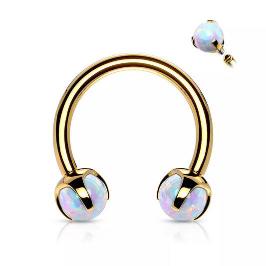 Claw Set Opals on Internally Threaded 316L Surgical Steel Horseshoes for Cartilage, Daith, Eyebrow, Septum and More Horseshoe Skin Metals