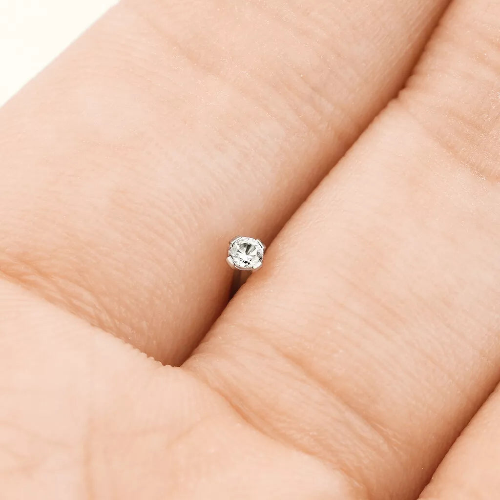 Implant Grade Titanium Prong Set CZ Fishtail Nose Stud Nose Ring Skin Metals
