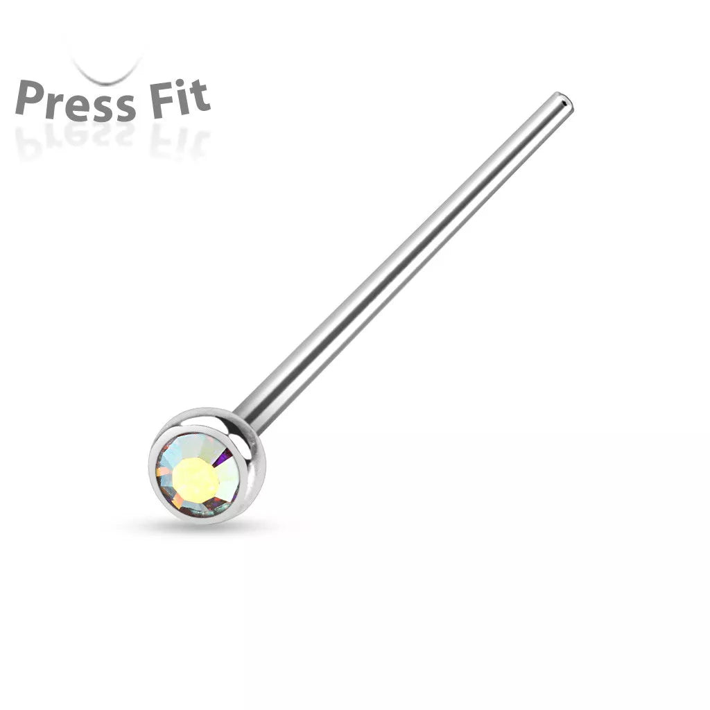 Fishtail 316L Surgical Steel w/ Press Fit Autoclavable Nose Stud Nose Ring Skin Metals
