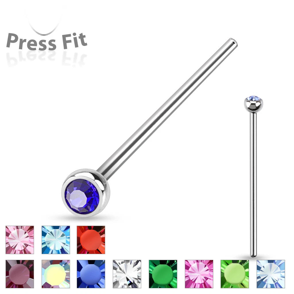 Fishtail 316L Surgical Steel w/ Press Fit Autoclavable Nose Stud Nose Ring Skin Metals