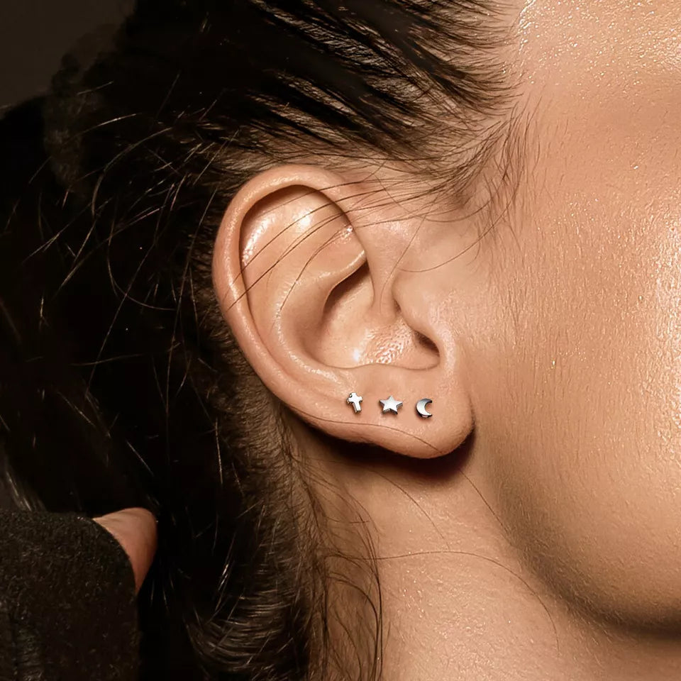 Implant Grade Titanium Internally Threaded Cross Top Labret Stud Labret Skin Metals