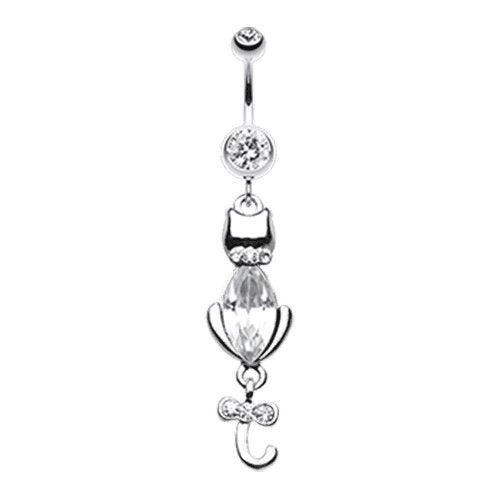 Sassy Kitty Belly Button Ring Navel Ring Impulse Piercings Clear