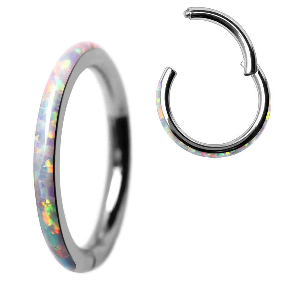 Seamless Opal-Studded Clicker Ring in 316L Stainless Steel Elegance Seamless Ring