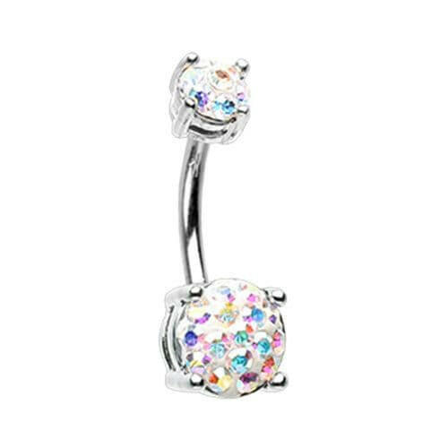 Sprinkle Dot Multi Gem Prong Set Belly Button Ring Navel Ring Impulse Piercings Aurora Borealis