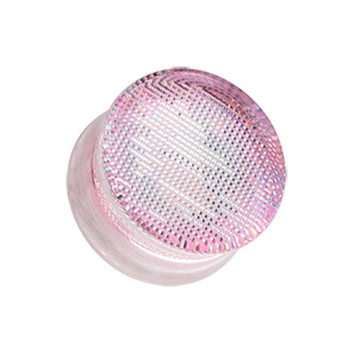 Square Holographic Prism Glitter Double Flared Ear Gauge Plug Plugs Impulse Piercings 2 gauge (6.5mm) Pink