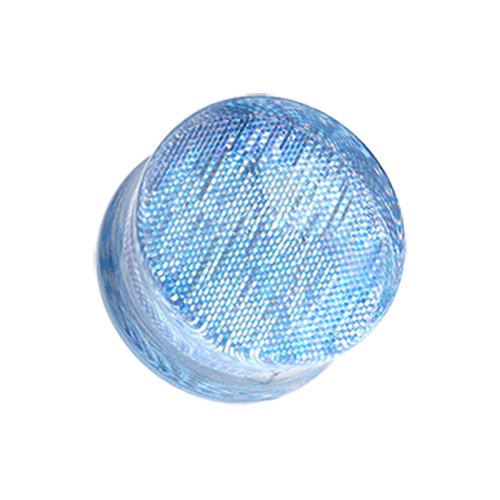 Square Holographic Prism Glitter Double Flared Ear Gauge Plug Plugs Impulse Piercings 2 gauge (6.5mm) Blue