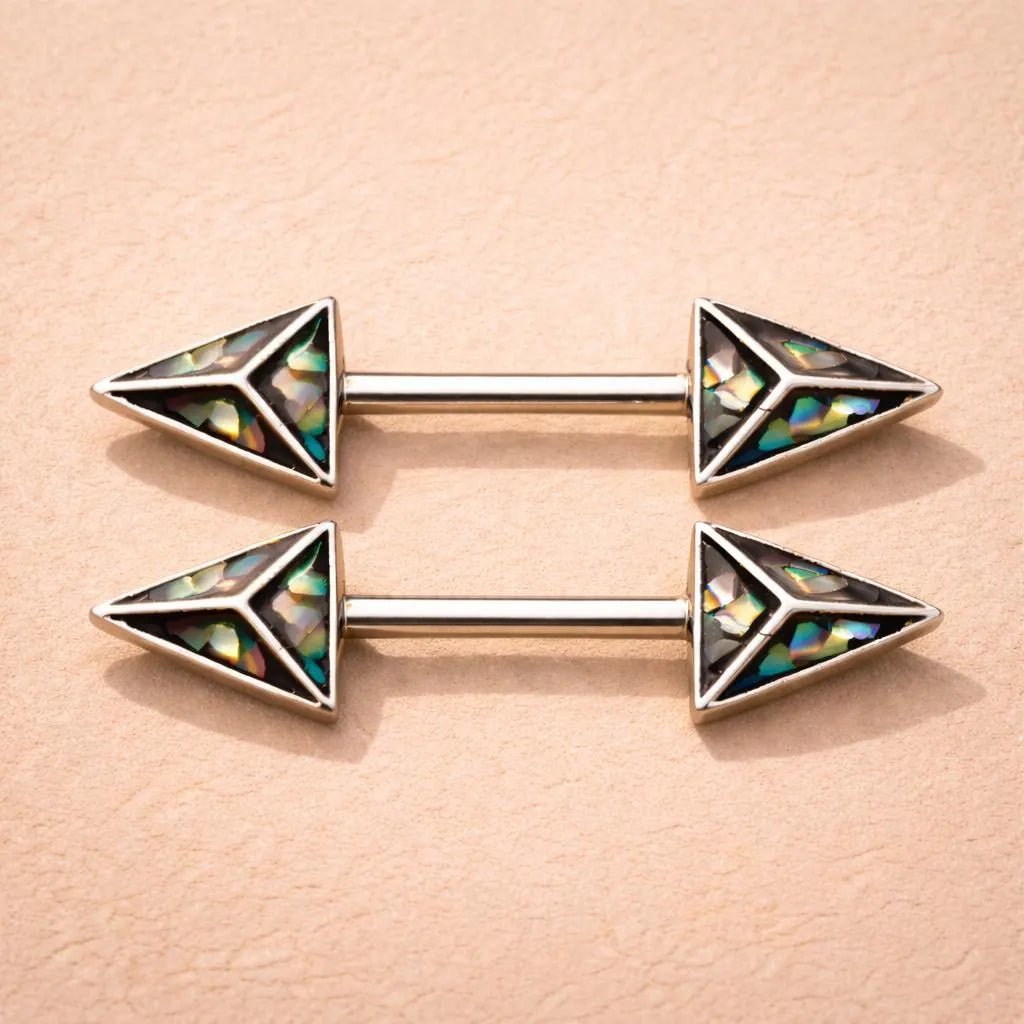 Stainless Steel 3D Triangle Abalone Nipple Bar