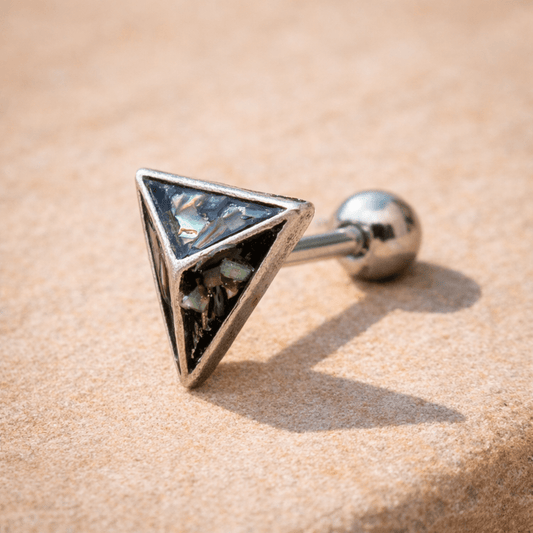 Stainless Steel Abalone Shell Pyramid Cartilage Earring