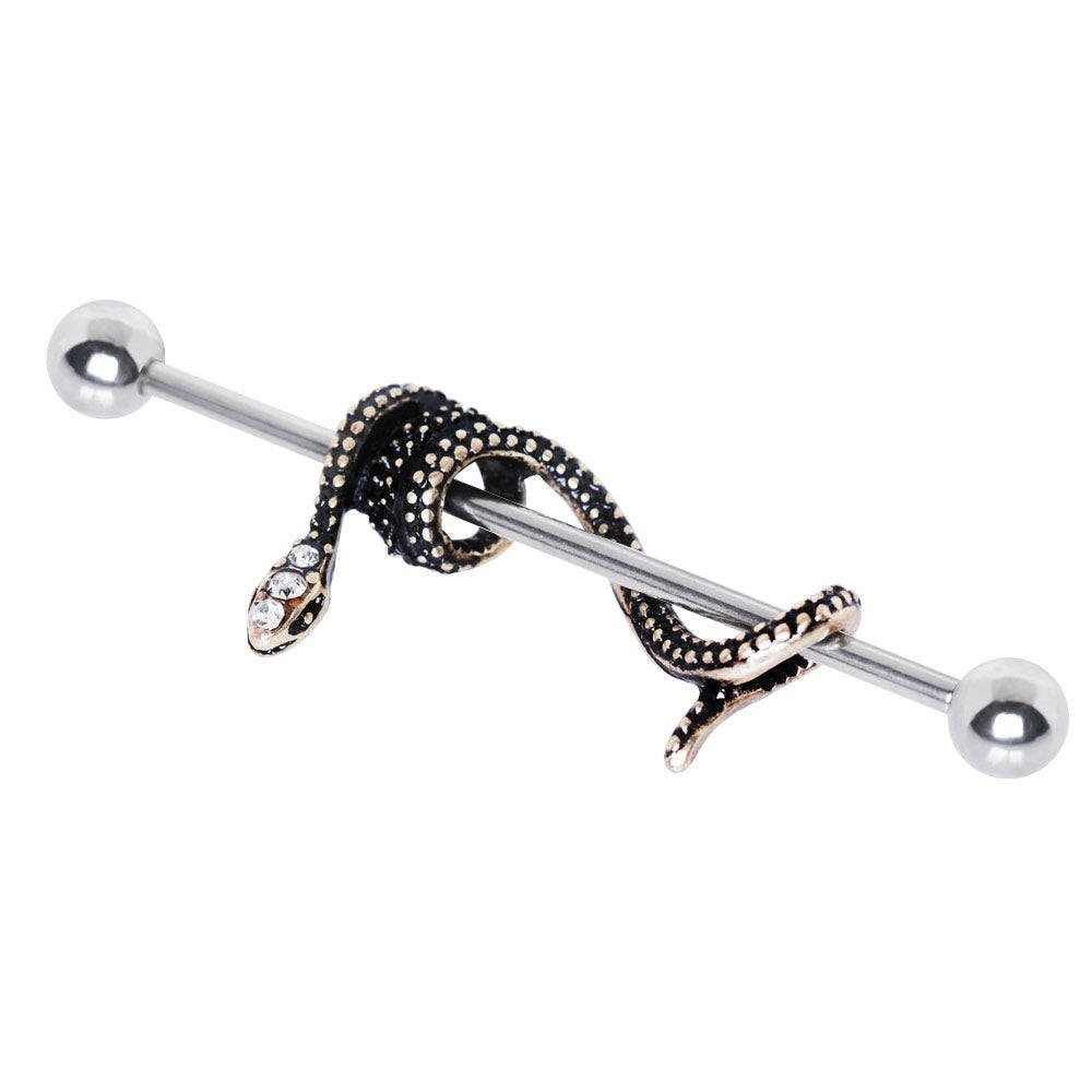 Stainless Steel Antique Snake Industrial Barbell Industrial Barbell Skin Metals