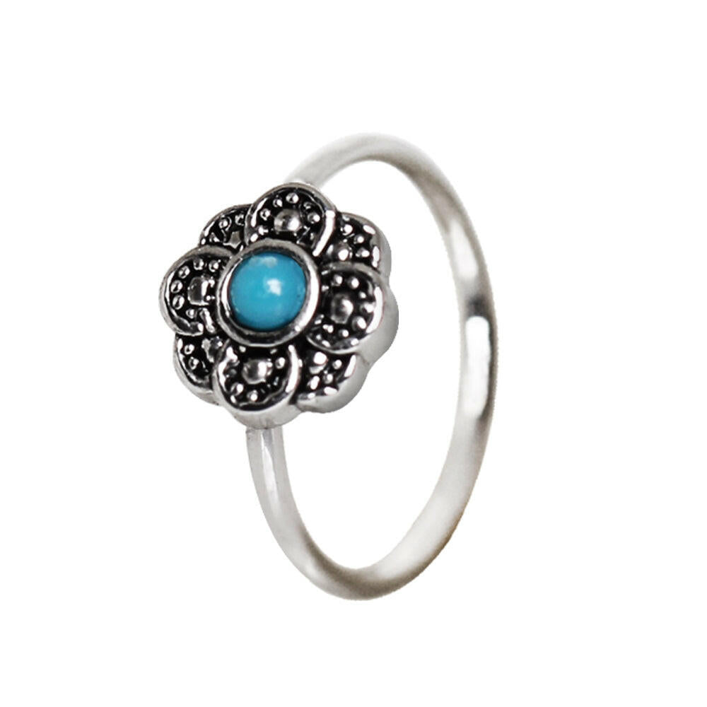 Stainless Steel Aqua Flower Nose Hoop / Cartilage Earring