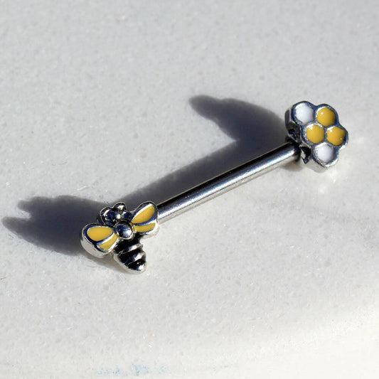 Bee and Honeycomb Nipple Bar detail closeup