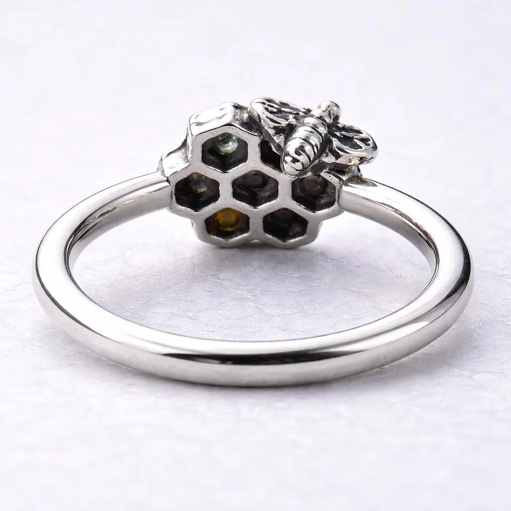 Stainless Steel Bee and Honeycomb Seamless Ring / Cartilage Earring