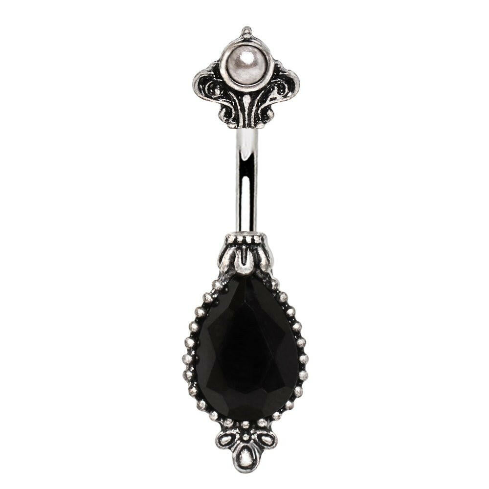 Stainless Steel Black Victorian Design Belly Button Navel Ring Navel Ring Skin Metals