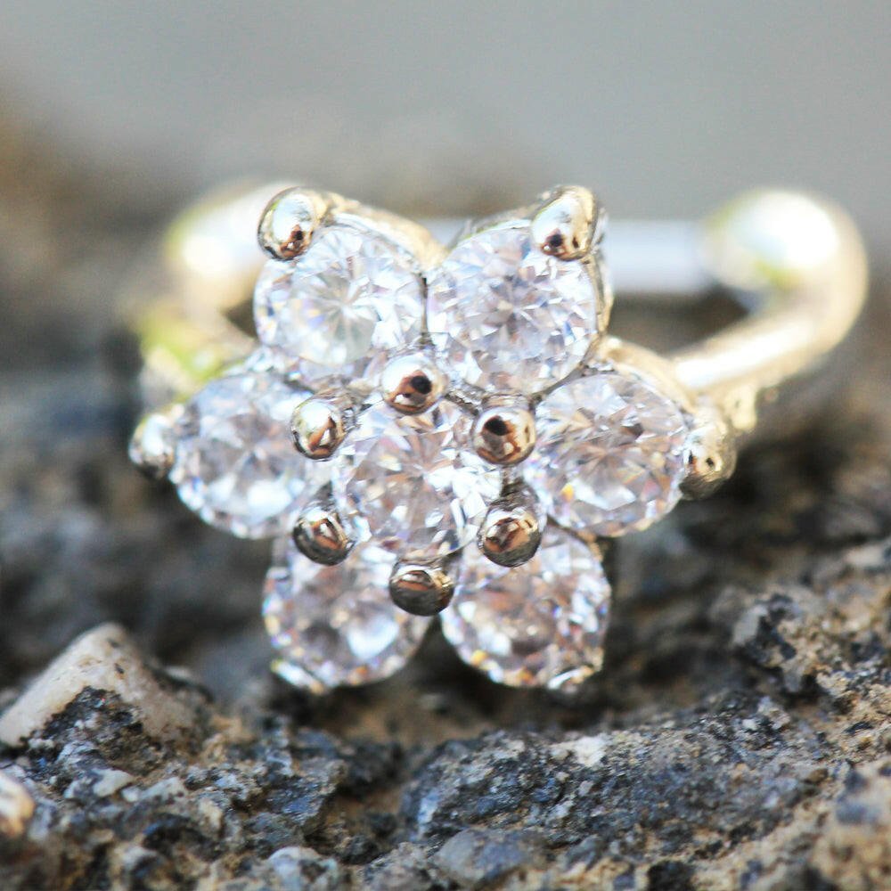 CZ Flower Cartilage Clicker styled on model