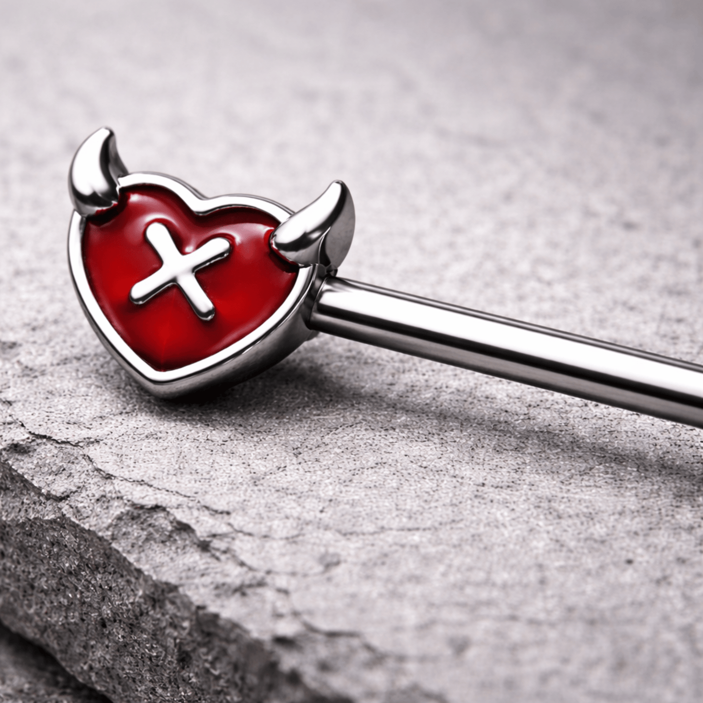 Stainless Steel Devil's Heart Nipple Bar Rings